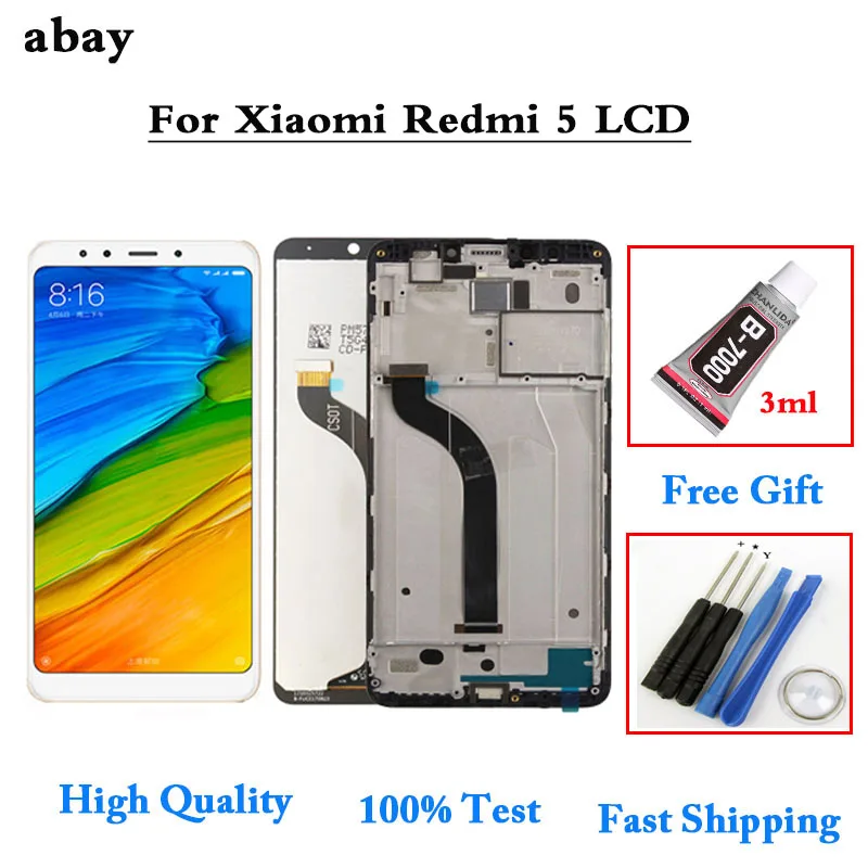 5," тест ips lcd+ рамка для Xiaomi Redmi 5 ЖК-экран Замена для Redmi 5 lcd сборка MDG1 MDTI MDI1 lcd