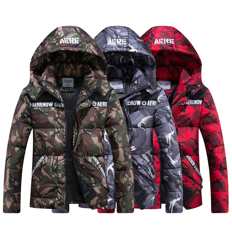 

Winter Jacket Men 2019 Warm Camouflage Hat Detachable Couple Jacket Winter Jacket Men Cotton Hooded Zipper Hoodie Parka Men Coat
