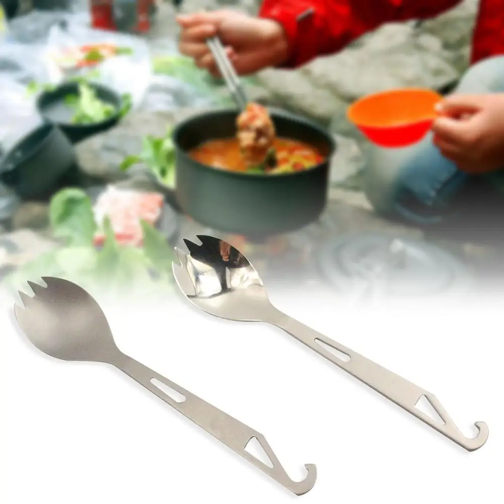 Pure titanium Spork ложка посуда для кемпинга пикника портативная Титановая посуда
