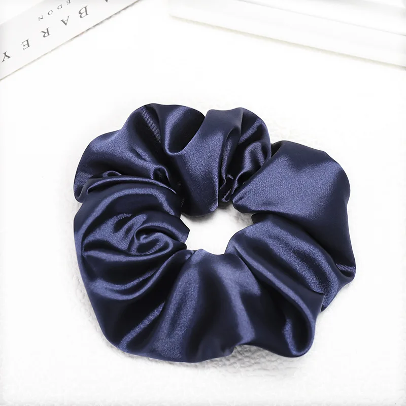 D485 navy Модные однотонные шелковые Сатиновые резинки для волос, женские эластичные резинки для волос, аксессуары для волос для девочек, резинки для волос gumki do wlosow - Цвет: D485 navy