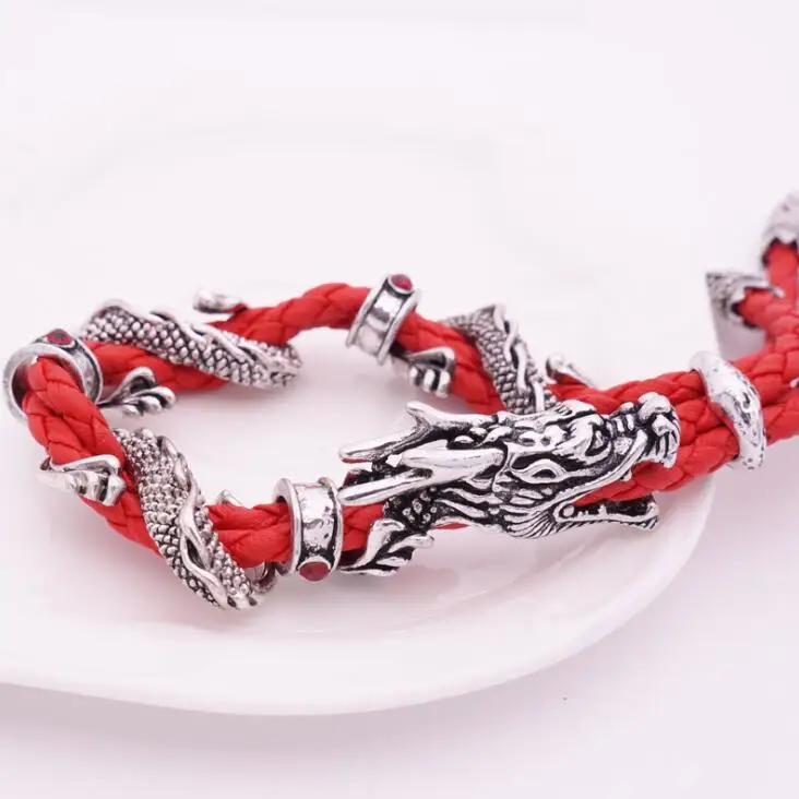 Leather Bracelet Fashion Bracelet Fashion Jewelry Classic Leather Rope Men dragon bracelet Adjustable Vintage Metal Bracelets & Bangles Halloween Fashion Jewelry Men woman Gift