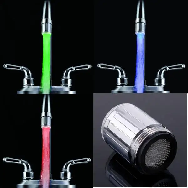 Смесители Led 3clors водопроводной воды контроль температуры мигающий аксессуар RGB свечение ванная комната светящиеся