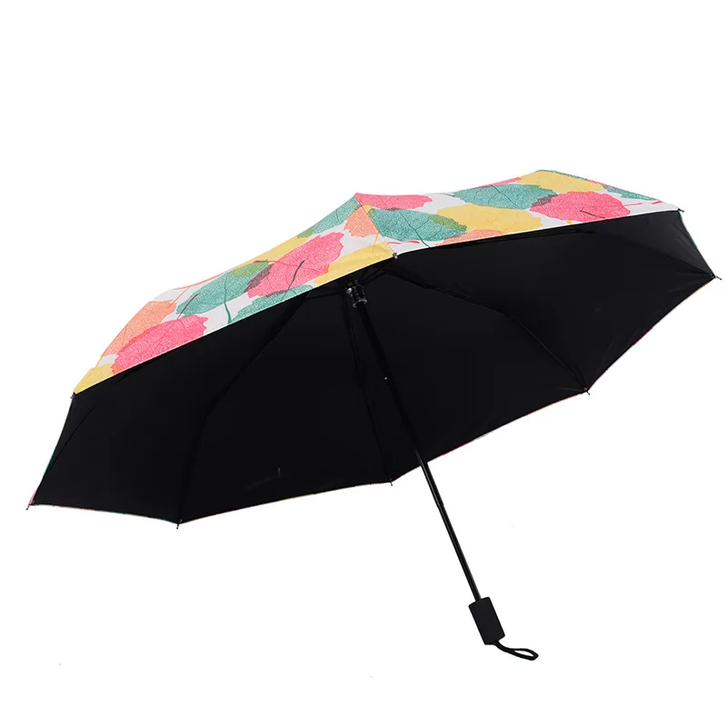 

Korean-style Maple Leaf Printed Reinforced Three Fold Rain Or Shine Dual Purpose Umbrella Students Vinyl College Style Rain Or S