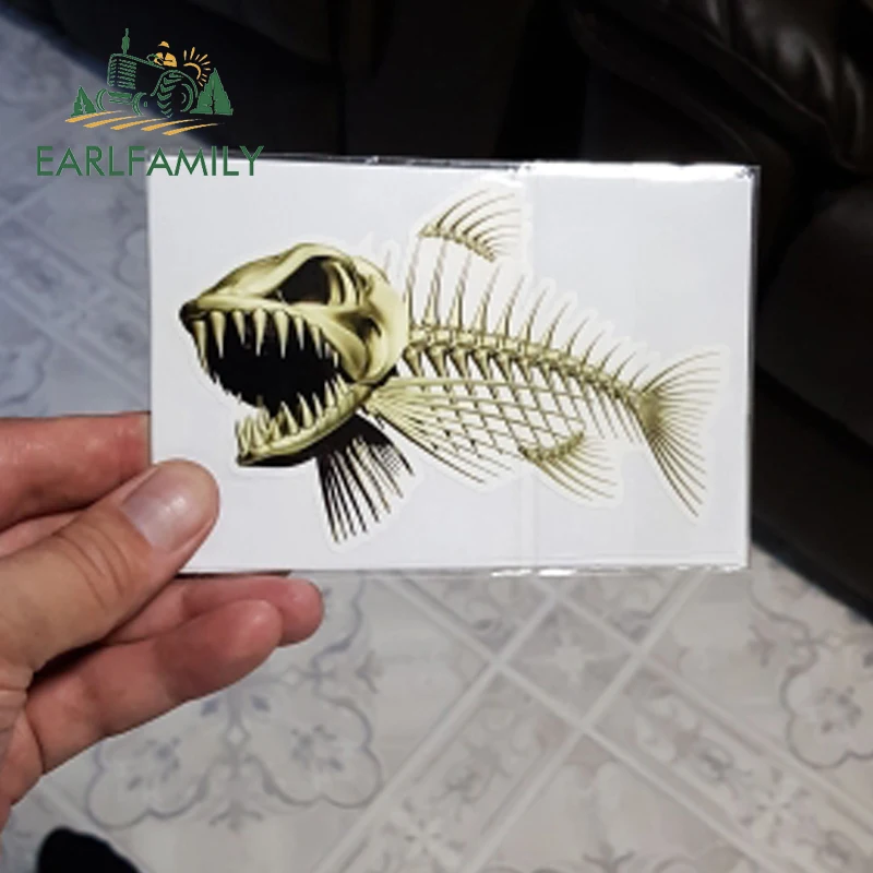 Автомобильные наклейки EARLFAMILY 13 см х 8 5 страшный скелет рыба рыбалка авто 3D
