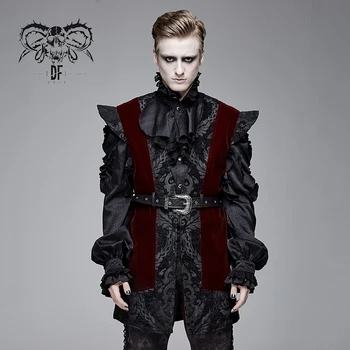 

Devil Fashion Mens Gorgeous Vintage Gown with Belt Victorian Renaissance V Collar Party Stage Perofrmance Waistcoat