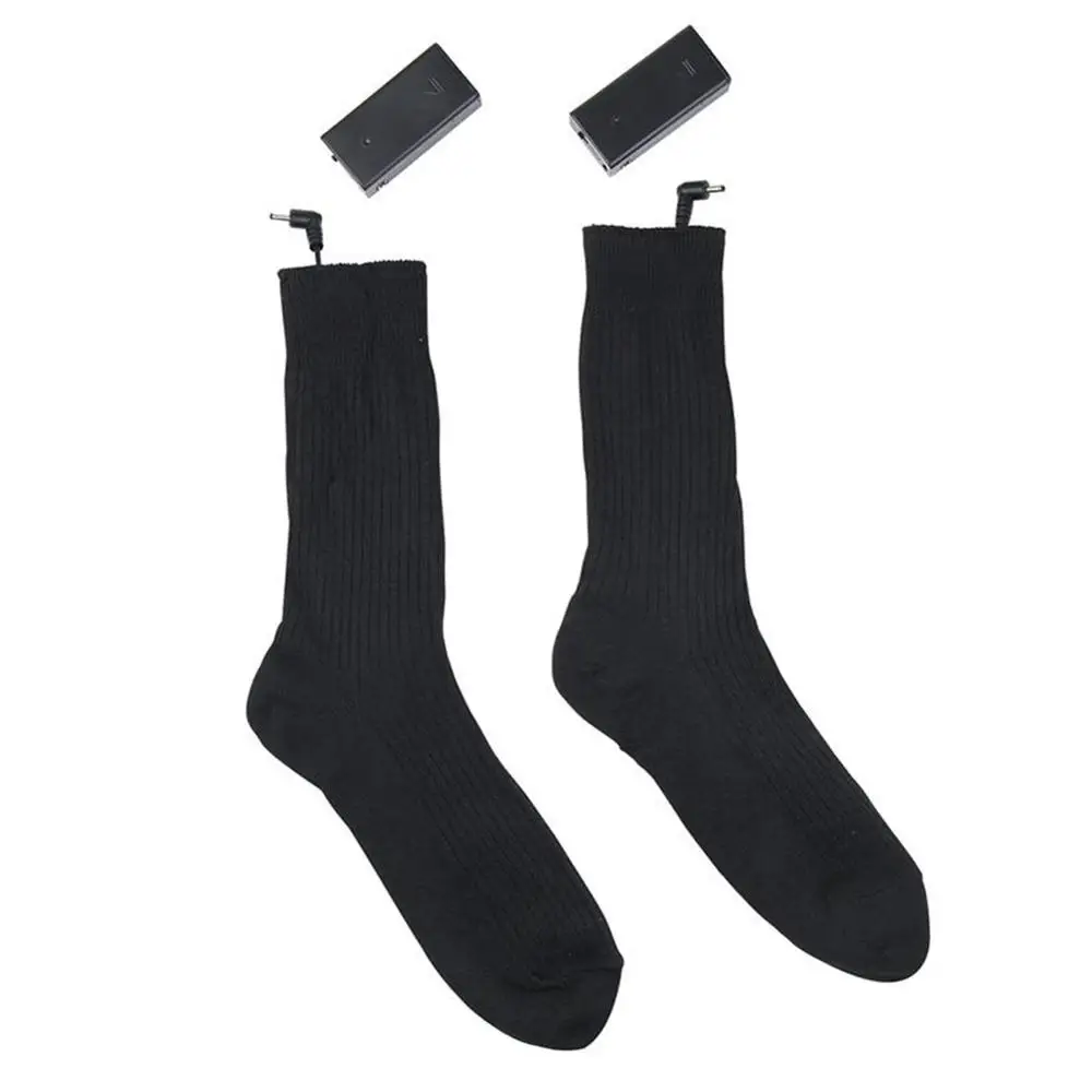 Нагревается носки Для мужчин Перезаряжаемые Батарея зимнее электрическое отопление носки для девочек двойной Слои теплые носки Возраст от 3V Термальность теплые хлопковые носки для девочек - Цвет: Black