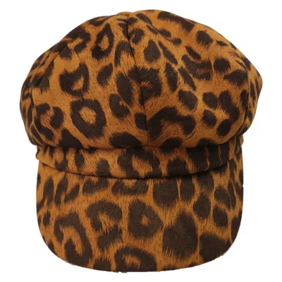

Fashion 2019 New Leopard Print Hat Winter Cap Women Button Cap Casual Street wear flat Cap Elegant Autumn Berets