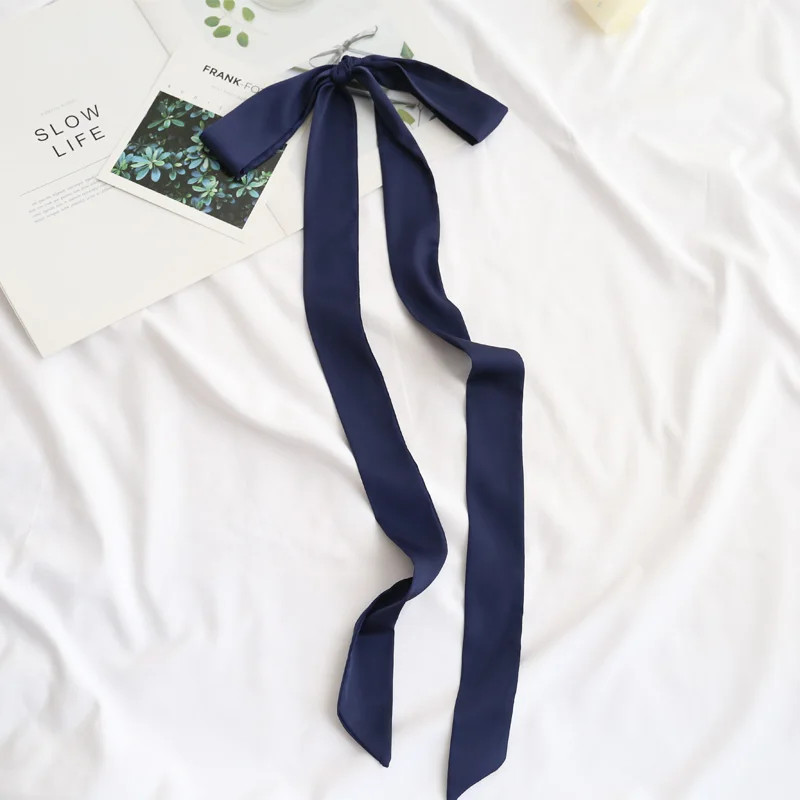 Choice Satin Korean Scarf Narrow Pure Silk Scarf For Women Long Tie Scarf Summer Hats Ribbon Street Ladies Neckerchiefs 5X200CM
