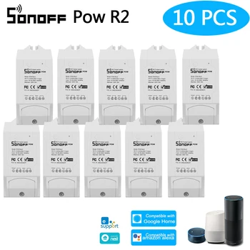 

10pcs/1pc Sonoff POW R2 Wifi Switch Wireless Remote Real Time Power Consumption Monitor Smart Home Work with Alexa IFTTT Google