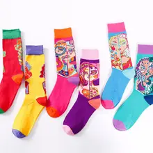 2 пары креативных носков без пятки яркие носки для пары с мультяшными персонажами хлопковые теплые женские носки в стиле Харадзюку Веселые женские носки