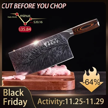 Chinese Chef Knife Blade easy To Cut Meat Fish Dish non-slip Color Wood Handle Handmade  Knife Kitchen Couteau Kitchen knife 1