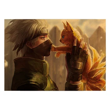 

Classic Retro Anime Poster Naruto Vintage Kakashi And Nine-Tail Art Home Decor Painting Living Room Bedroom Wall Stickers
