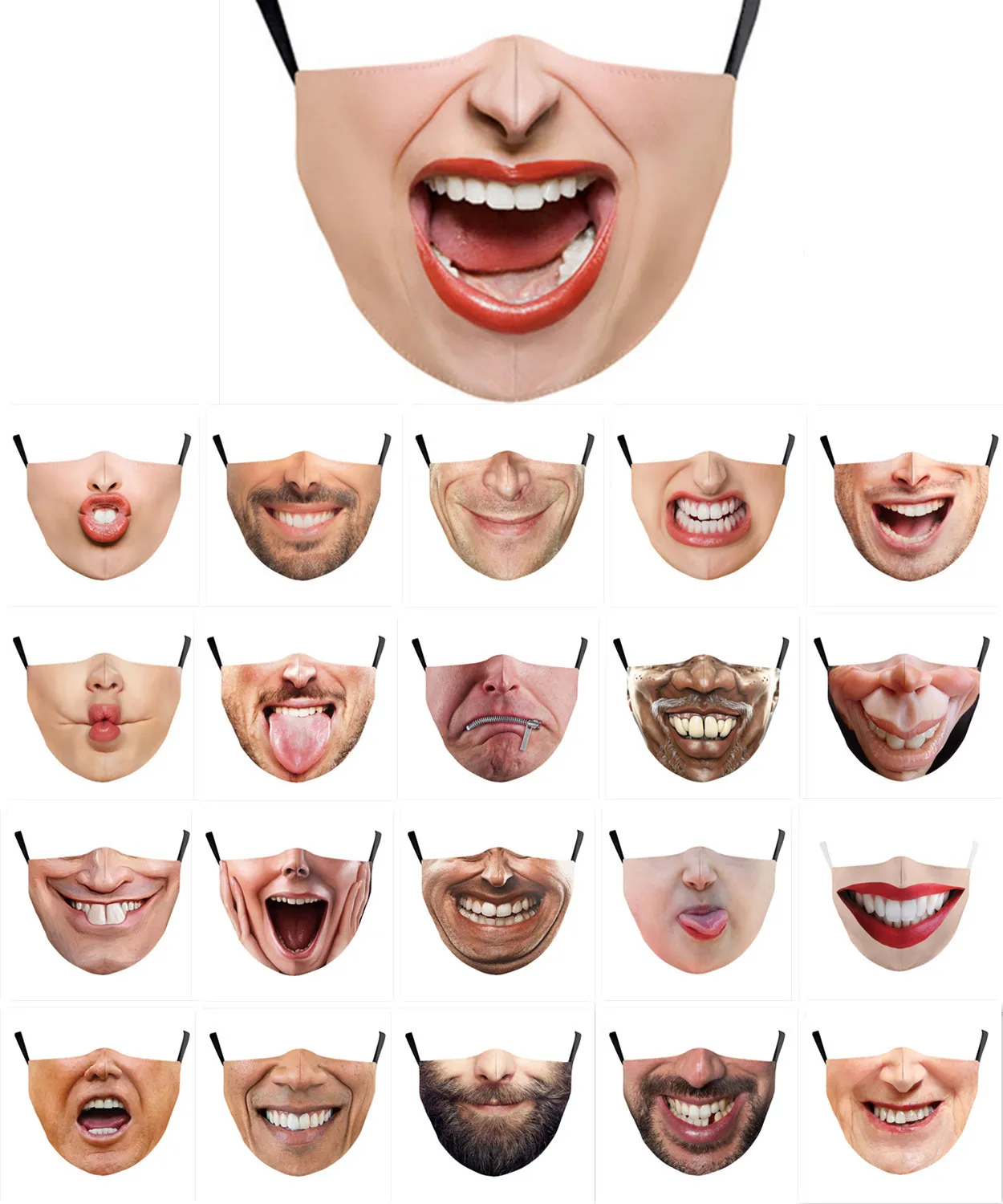 

Hot Funny Big Beard Mouth Cosplay Women's Men Unisex Masks Face Protection Dustproof Cycling Breathable Halloween Adult Mask