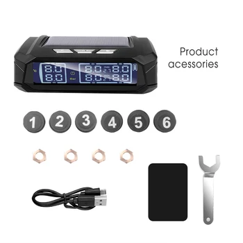

Tire Pressure Monitoring System LCD display Solar power Wireless External Tyre Pressure Sensors 4/6 wheel for truck TPMS