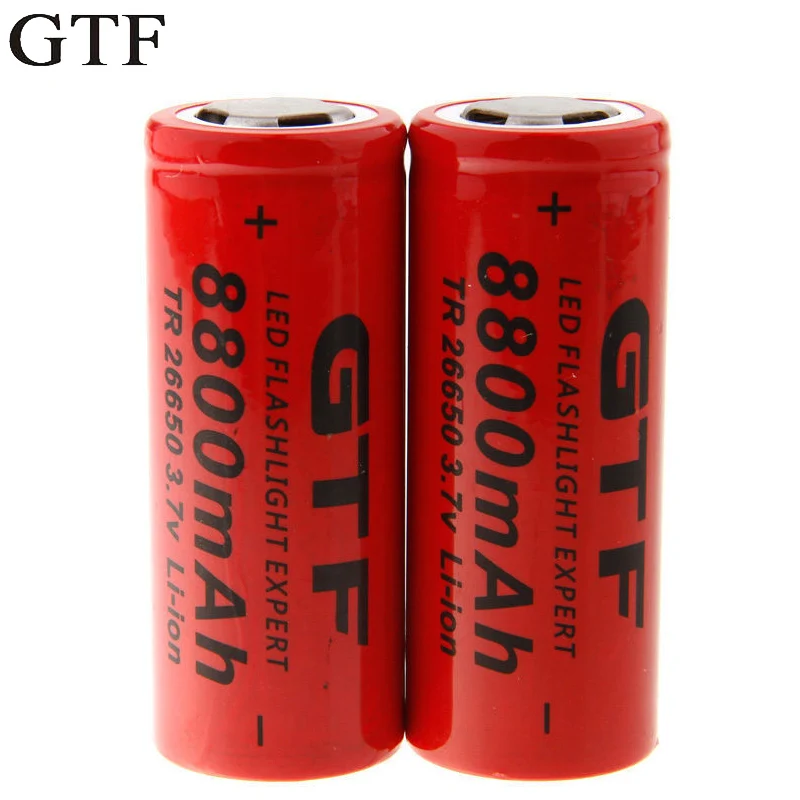 GTF 3.7V 26650 lithium battery 8800mAh power light ion for flashlight bank | Электроника