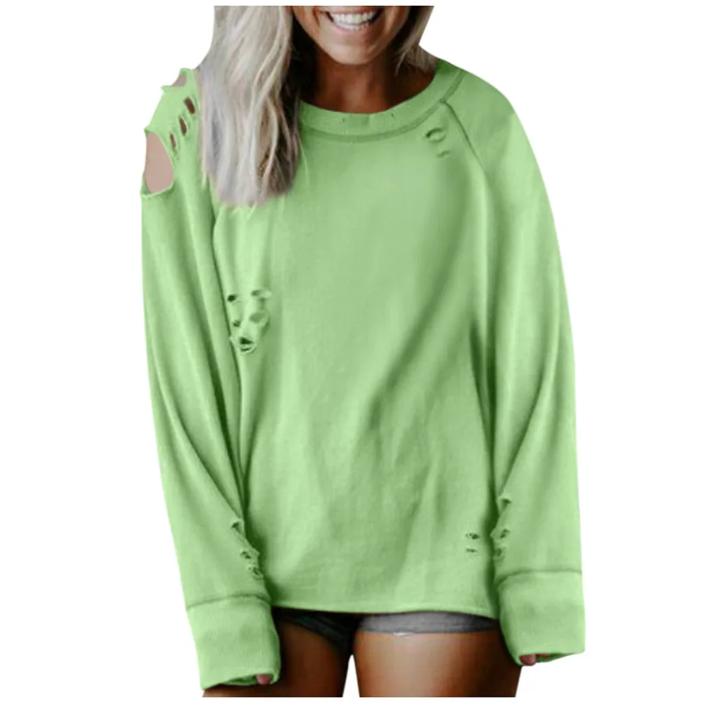 Женская футболка с длинным рукавом, повседневная, с круглым вырезом, свободная, Осень-зима, женские футболки, топы, женская одежда, фиолетовая футболка, женская уличная одежда#1124s25