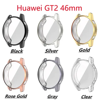 

TPU Soft Full Edge Screen Glass Protector Case Shell Frame For Huawei Watch GT 2 GT2 46MM Strap Band Protective Bumper Cover
