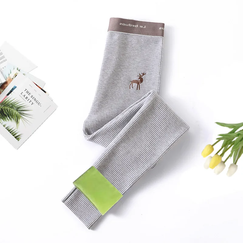light gray fawn JORSEA высокое качество зимние леггинсы для женщин уличная одежда мягкие теплые брюки высокая талия для похудения уход за кожей увлажняющие леггинсы с надписями - Цвет: light gray fawn