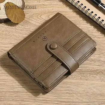 

Slim Style Men Wallets and Purses Minimalist Oil Wax PU Leather Wallets Short Wallet Card Holder Fashion Luxury Design 2020 New