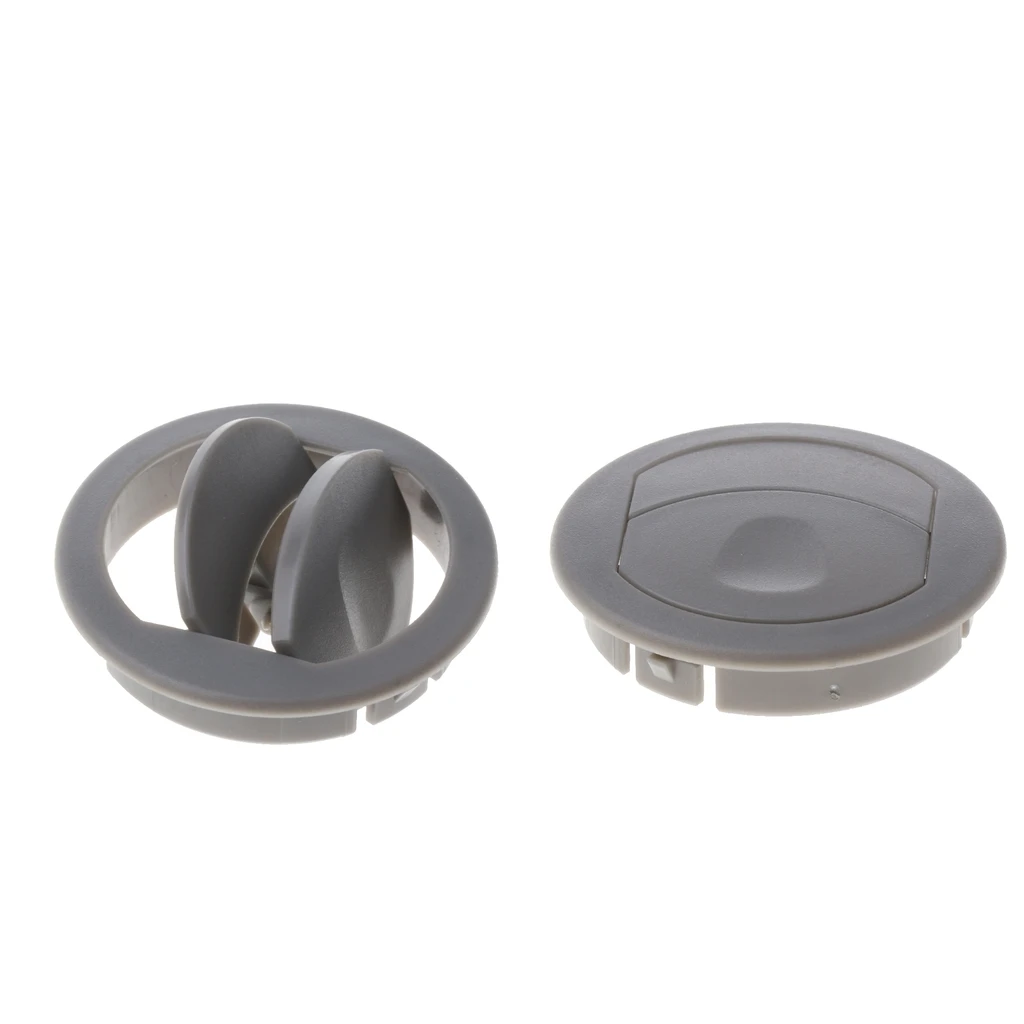 Set of 2 Universal Car RV ATV Trailer Camper Round A/C Vent Air Outlet 360&deg; Rotating (Gray)