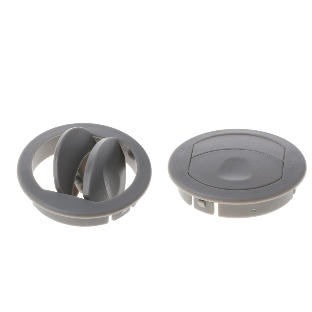 Set of 2 Universal Car RV ATV Trailer Camper Round A/C Vent Air Outlet 360° Rotating (Gray)