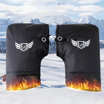 

1 Set Winter Warm Motorcycle Handlebars Black Motorcycle Handlebar Gloves Windproof Waterproof Warm