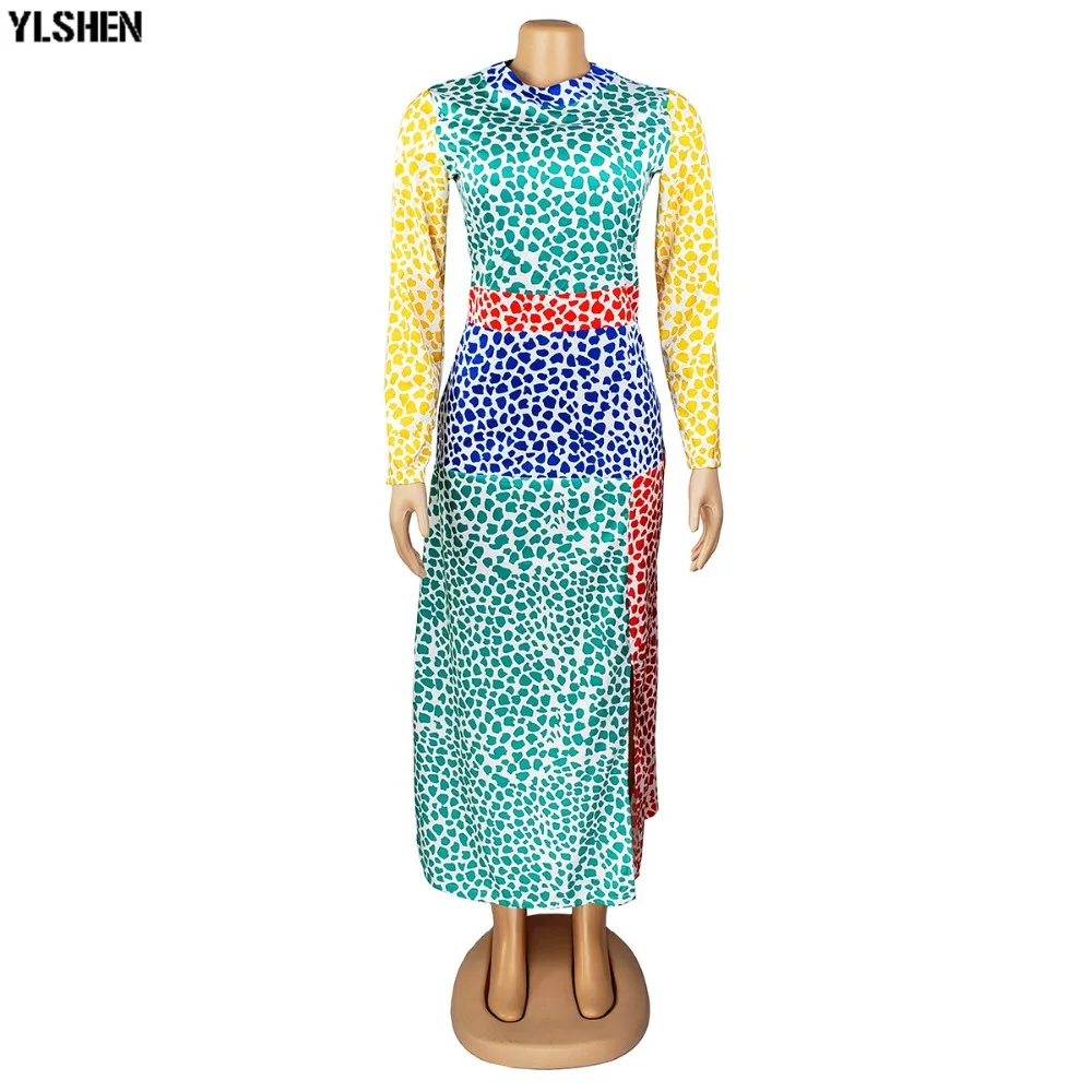 New African Dresses For Women Clothes Dashiki Rainbow Leopard Split Africa Dress Clothing High Quality Boubou Robe Africaine 06