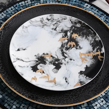 Chinese Style Ink Texture Ceramic Dinner Plates Soft Tableware Set 5