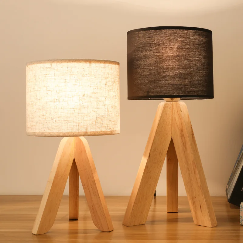 

Lamp Bedroom Bedside Simple Warm Light Adjustable Brightness Infant Feeding Eye Protection Warm Fabric Wood Small Table Lamp