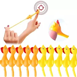 Novidade catapulted ejeção brinquedo de galinha luz borracha dedo brincadeira brinquedo voador estilingue frango dedo brinquedos turquia pegajoso