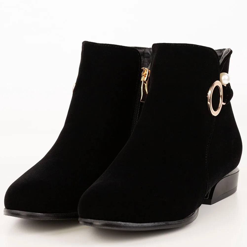 Karinluna/ г. Модные ботильоны, большие размеры 32-52, женская обувь женские зимние ботинки на меху на массивном каблуке, на молнии