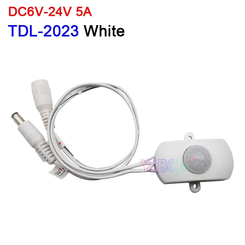 TDL-2023 White Инфракрасный датчик движения для тела, датчик движения постоянного тока, 5 В, 12 В, 24 В, датчик движения человека, детектор, светодиодный светильник, автоматический переключатель лампы - Цвет: TDL-2023 White
