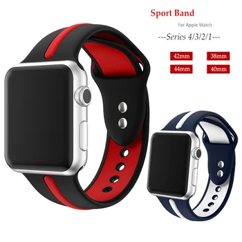 

For Apple Watch Series5 4 3 2 1Sport Soft Silicone Strap Stylish Band Replacement Strap Wristband For iWatch 44mm 40mm 42mm 38mm