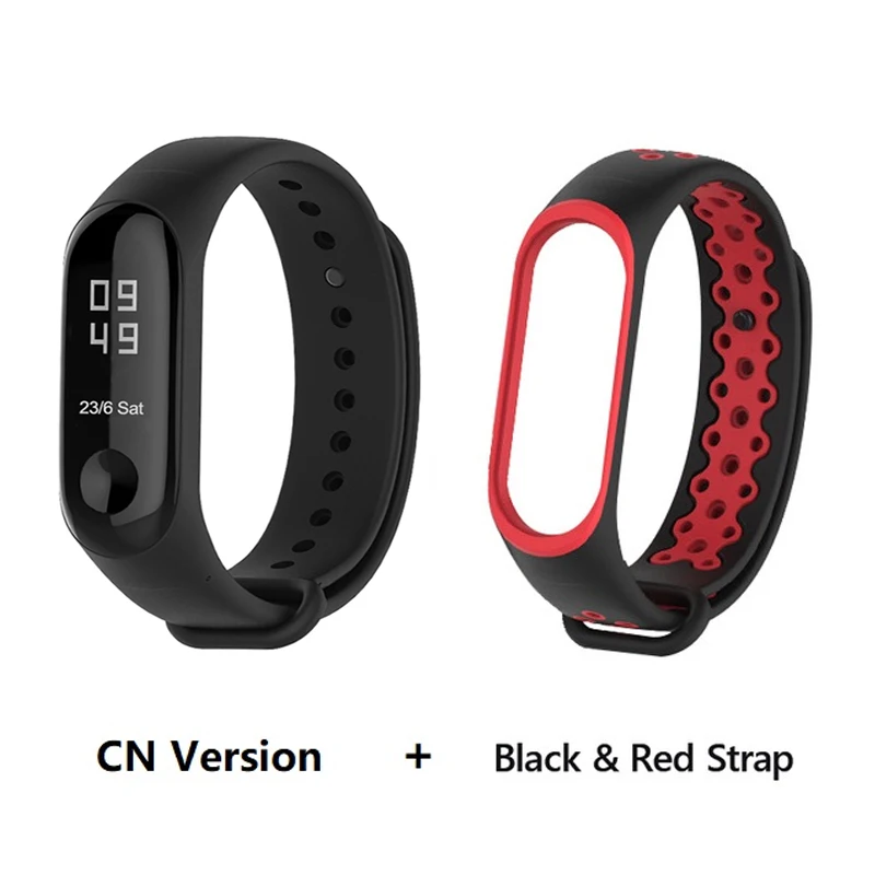 Origina Xiaomi mi Band 3 умный Браслет фитнес-браслет большой сенсорный экран OLED частота сердечных сокращений сообщения Smartband mi Band F2 - Цвет: CN add black red