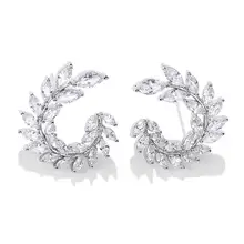 Новое роскошное Брендовое модное, в форме оливы, кубический циркон, серьги-гвоздики для женщин, лист, Кристальные серьги вечерние для девушек, подарки