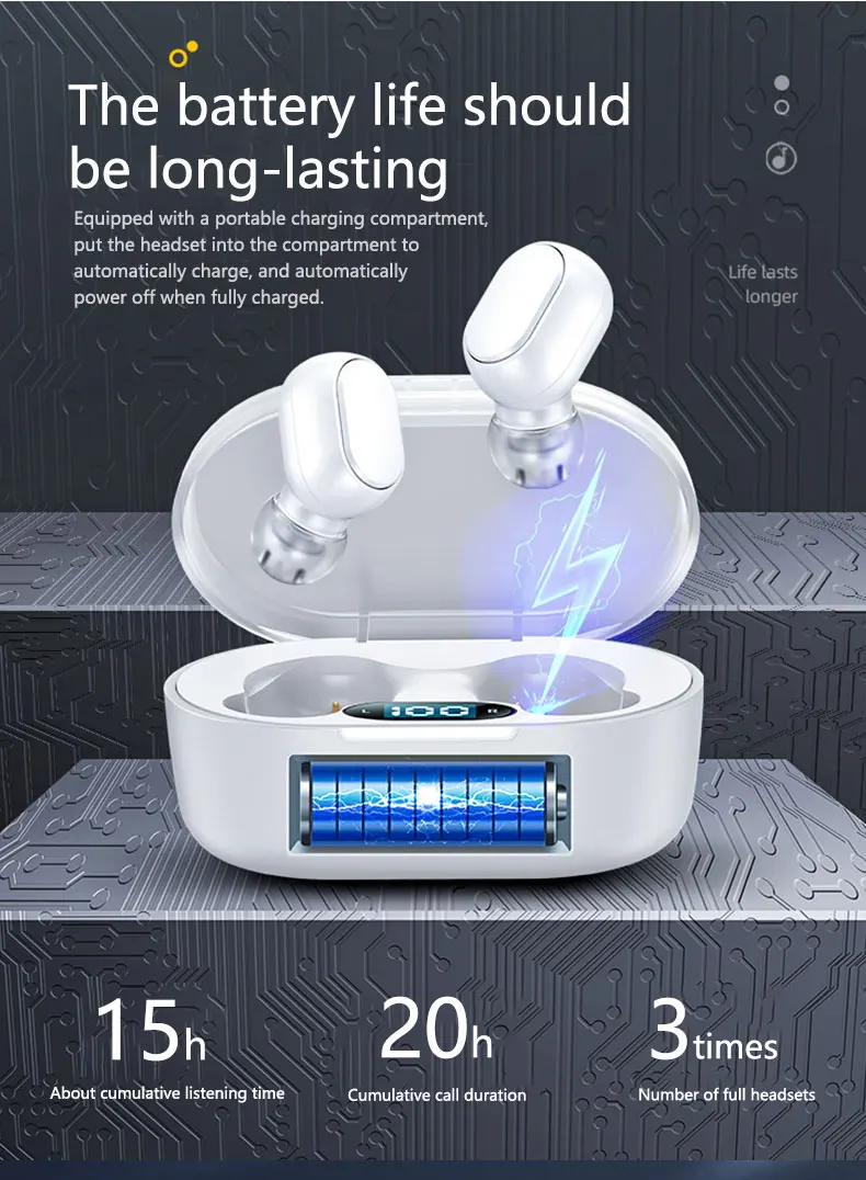Caridite I7 TWS Bluetooth Earphone New Arrival Wireless Super Bass Stereo Headset LED Digital Display Earbuds Portable Headphone