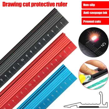 

1 Pcs Aluminum Alloy Straight Ruler Protective Scale Measuring Engineers Drawing Tool LFX-ING