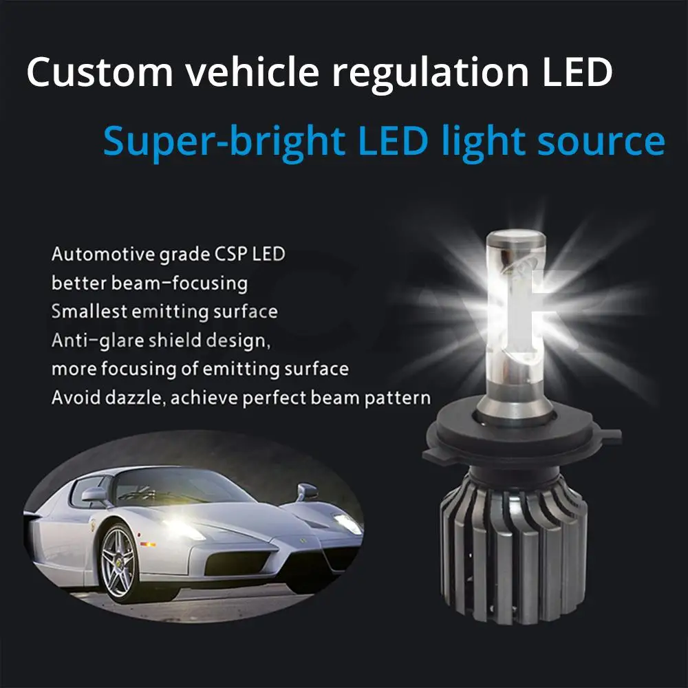 2X H7 H4 H8 H9 H11 HB3 HB4 9007 H3 H1 COB фара противотуманная Автомобильная Led 72 Вт 8000лм Hi-LO лампа дальнего ближнего света автомобильная лампа 6500 к DC 12 В
