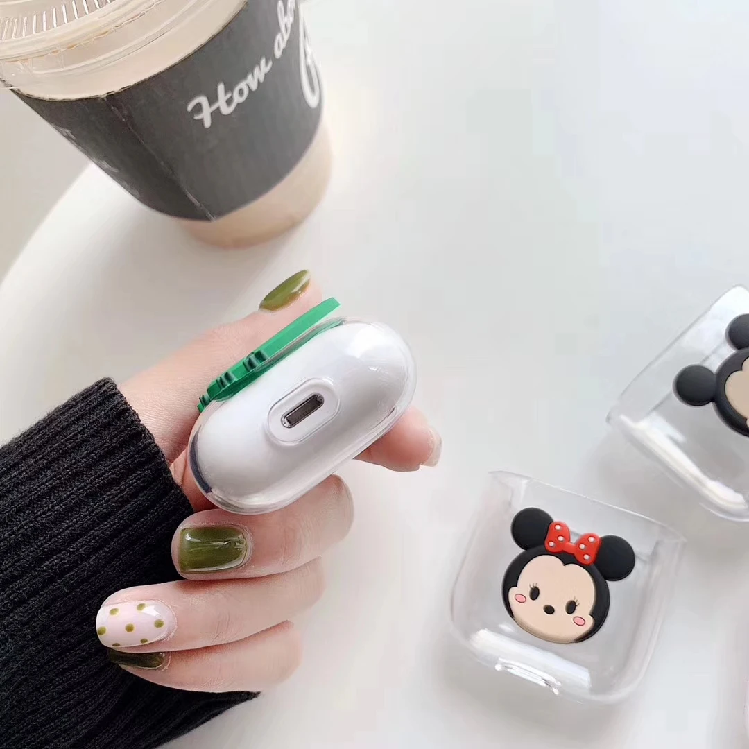 Милый чехол для наушников с 3D рисунком для Apple Airpods чехол 2/1 чехол Простой Прозрачный чехол для наушников Защитный чехол для Airpods