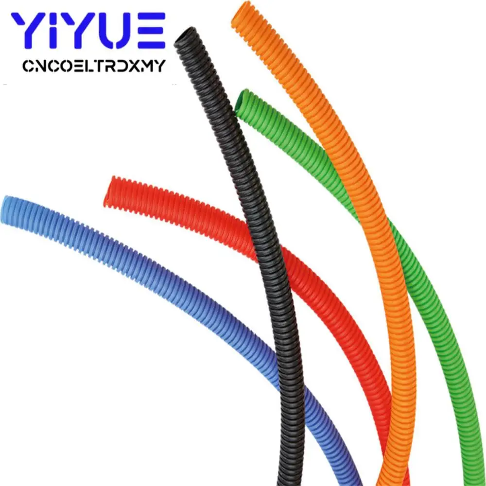 Color Corrugated Tube 1M 6.5mm-20mm Auto Car Harness Insulation Sleeving Pipe Wire Casing