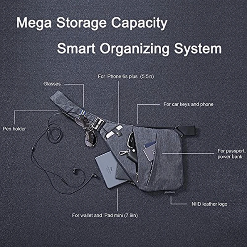 FINO Ⅱ цифровая сумка на плечо Мужская многофункциональная диагональная посылка карманы цифрового хранения нагрудная сумка Противоугонная пушка посылка