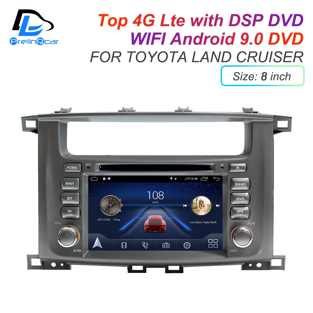 Discount IPS  touch screen DSP Android 9.0 2 DIN 4g Lte radio For TOYOTA Land Cruiser 2015-2017 years GPS DVD player stereo navigation 5