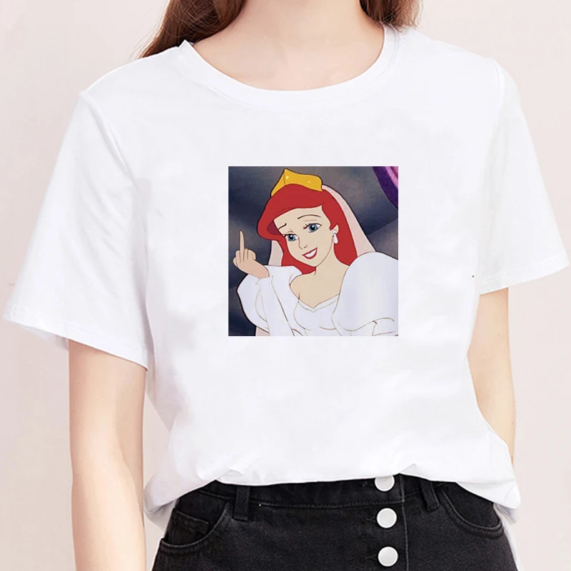 Белоснежка Забавный принт 90s Уличная футболки HARAJUKU майка с рисунком Ulzzang Женская Эстетическая коробка Kawaii Vogue короткий рукав