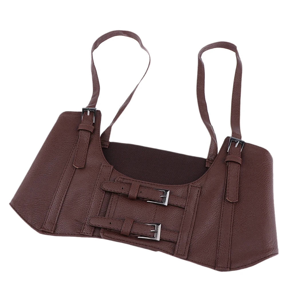 Fashion women night clue costume pu Leather punk Sexy Underbust Waist Belt Corset Brown bra