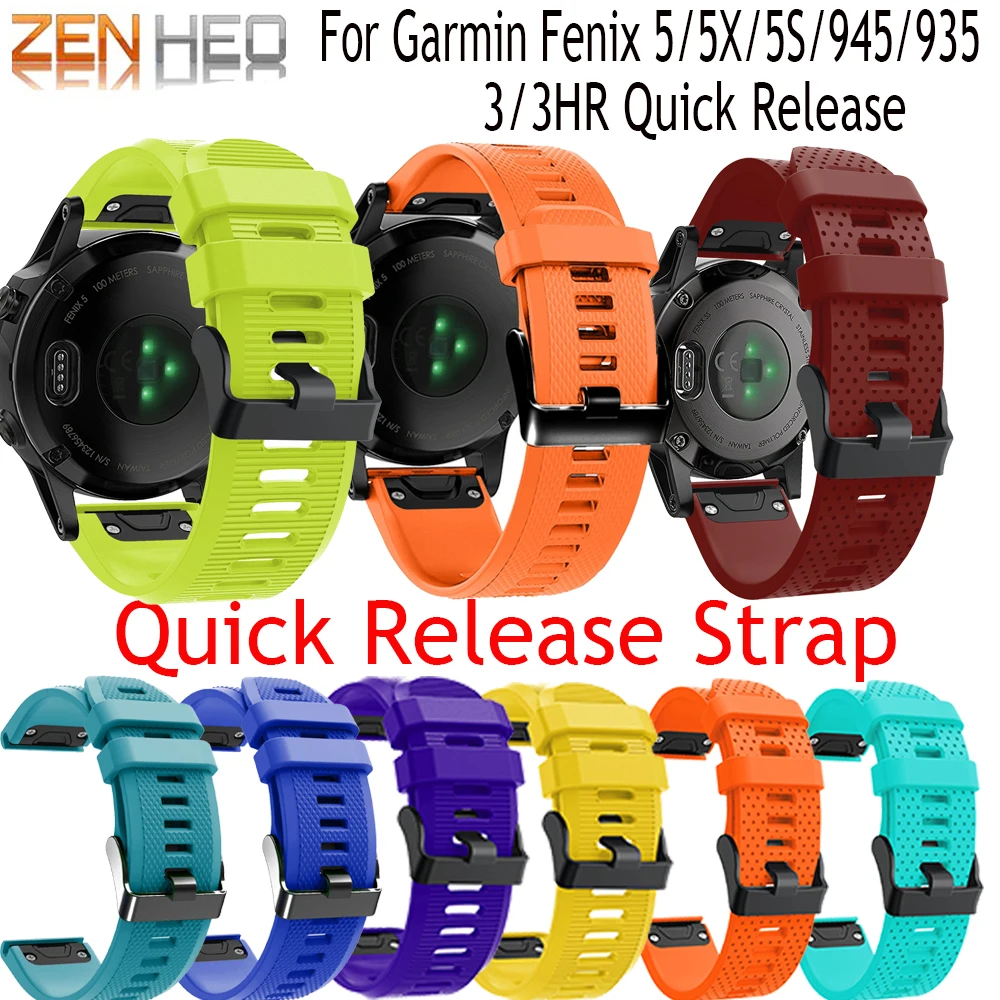 

26 22 20mm Watchband for Garmin Fenix 5X 5 5S Plus 3 3 HR Forerunner 945/935 Watch Quick Release Silicone Easy fit Wrist Band