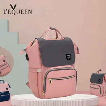 

LEQUEEN USB Diaper Bag Baby Care Backpack for Mom Mummy Maternity Wet Bag Waterproof Baby Pregnant Bag
