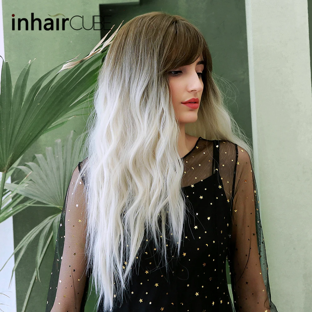 Inhaircube с эффектом омбре темно-коричневый корневой длинный кудрявый синтетический