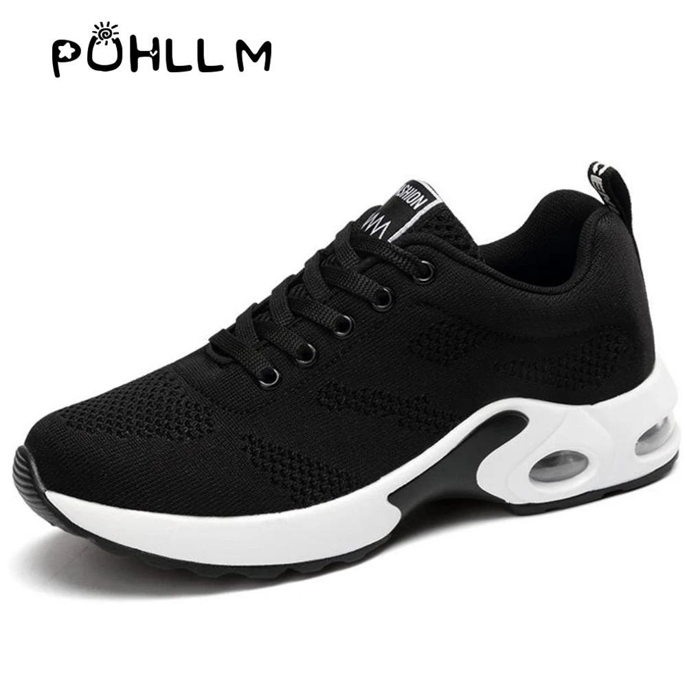 

PUHLLM Casual Breathable Flying Woven Sports Shoes Running Student Mesh Lace Up Women Shoes Sneakers casual running shoesB61