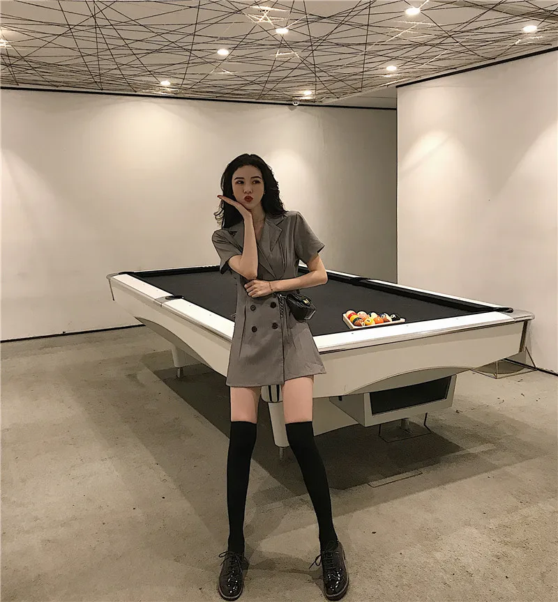 Женское платье для фотосессии, летнее, гонконгское, французское, ретро, элегантное, приталенное, для похудения, двубортное, короткий рукав