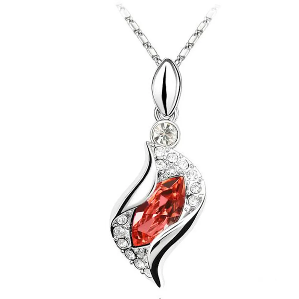 Модный Ювелирный Набор из кристаллов Swarovski, длинные висячие серьги, ожерелье, подвески, Женские аксессуары для свадебной вечеринки, подарок-2811 - Окраска металла: Necklace Red
